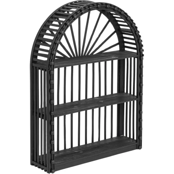 imageCreative CoOp Arched Bamboo and Wood Wall Shelf Black