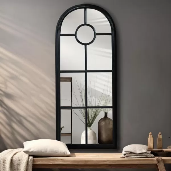imageCreative CoOp Arched Mirror with Distressed Black Metal Frame