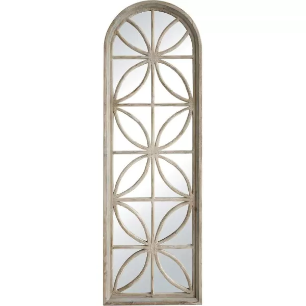 imageCreative CoOp Arched Wood Framed Mirror with Petal Designs