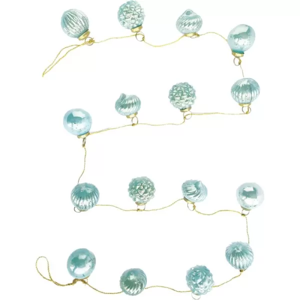 imageCreative CoOp Embossed Mercury Glass Ornament Garland with Gold Cord Mint Color