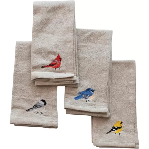 imageCreative CoOp Embroidered Bird Napkins Cotton and Linen Blend Multicolor Set of 4
