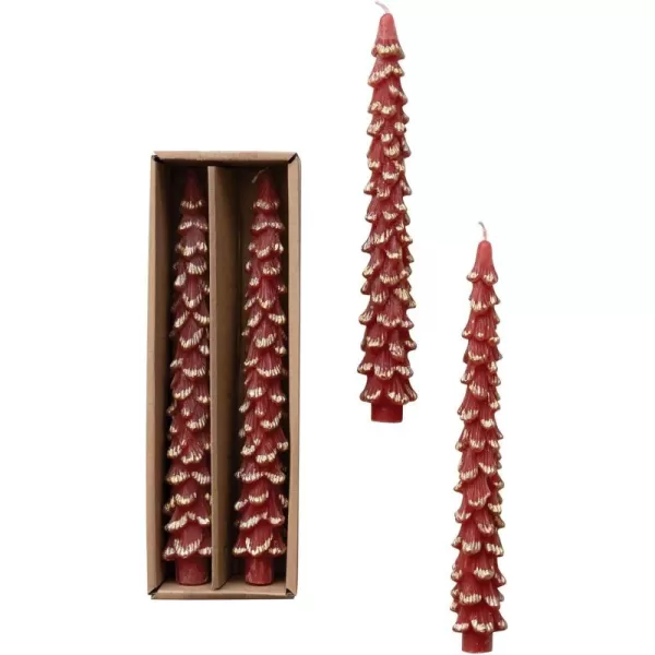 imageCreative CoOp GoldenTipped Elegance Tree Shaped Taper Candles Holly Berry Set of 2
