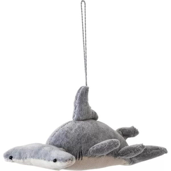 imageCreative CoOp Handmade Cotton Velvet Hammer Head Shark Ornament Grey and Cream Color
