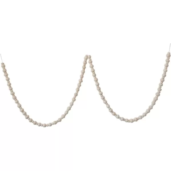 imageCreative CoOp Handmade Wool Felt Ball Garland in Printed Drawstring Bag Cream Color