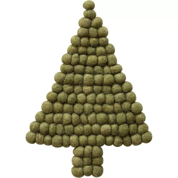 imageCreative CoOp Handmade Wool Felt Ball Tree Trivet Green