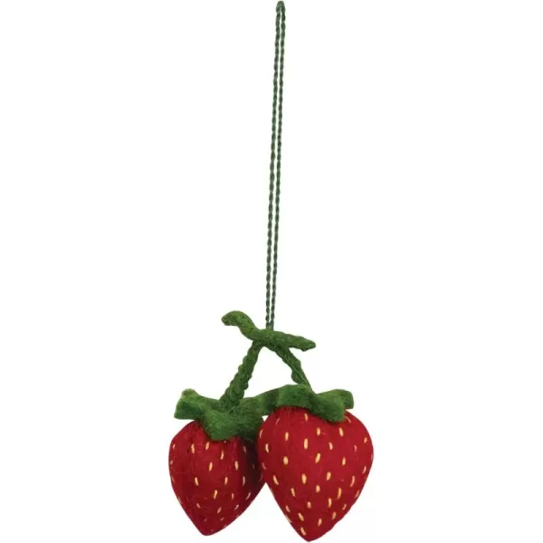 imageCreative CoOp Handmade Wool Strawberries Ornament Red and Green