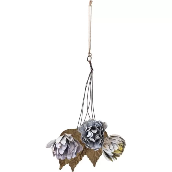 imageCreative CoOp Painted Metal Leaf and Flower Bunch Ornament with Distressed Finish Multicolor