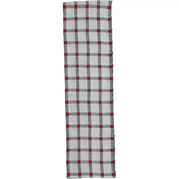 imageCreative CoOp Plaid Embroidered Cotton Table Runner Natural Green and Red