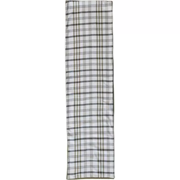 imageCreative CoOp Plaid TwoSided Stonewashed Cotton Double Cloth Table Runner with Cotton Back White and Green
