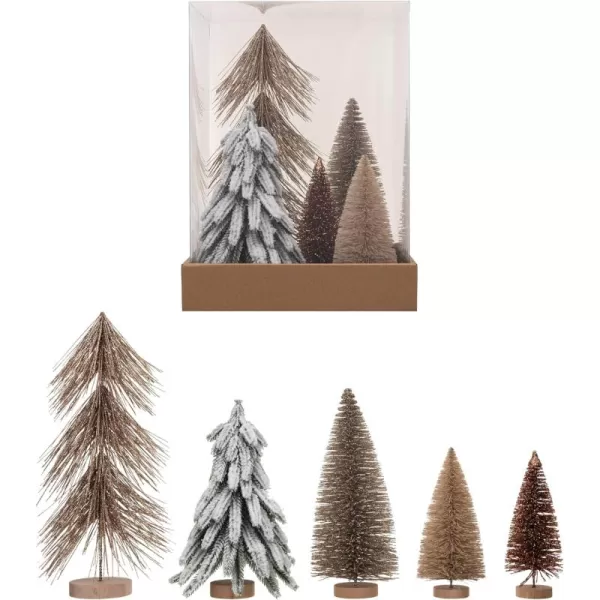 imageCreative CoOp Sisal Bottle Brush Trees with Wood Bases Multicolor Set of 5