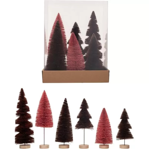 imageCreative CoOp Sisal Bottle Brush Trees with Wood Bases Multicolor Set of 6