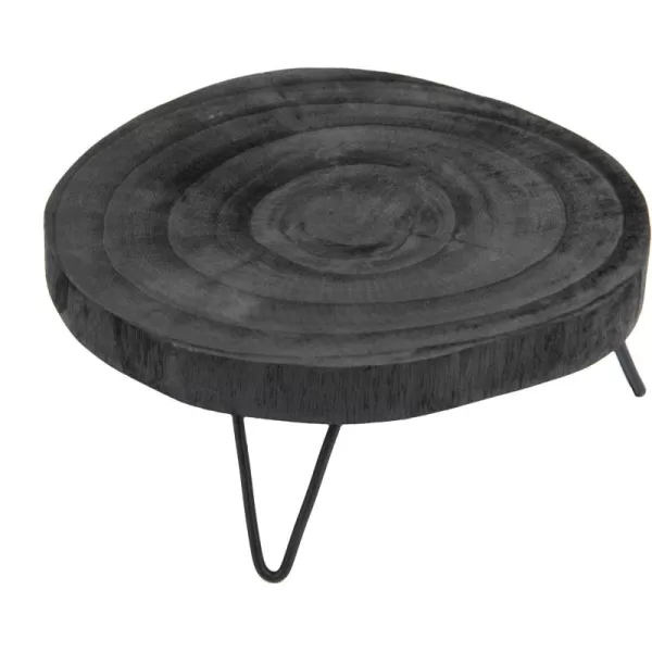 imageCreative CoOp Small Paulownia Wood Pedestal with Metal LegsBlack