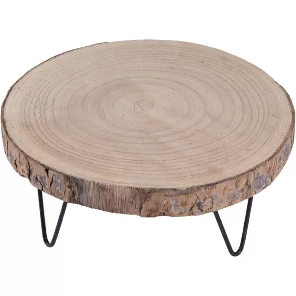 imageCreative CoOp Small Paulownia Wood Pedestal with Metal LegsRaw Finish
