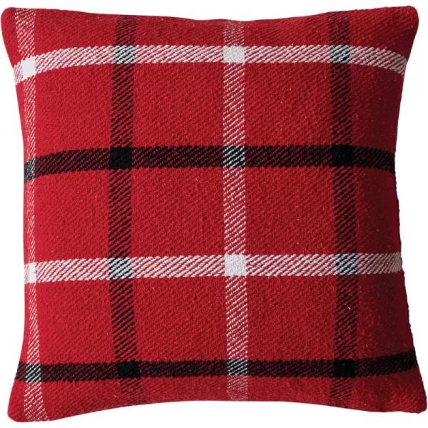 imageCreative CoOp Square Brushed Cotton Blend Flannel Pillow with Grid Pattern Red Black White