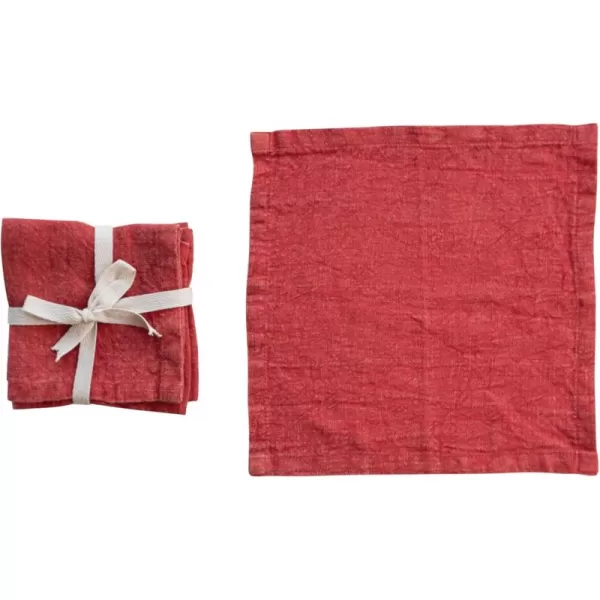 imageCreative CoOp Stonewashed Linen Cocktail Napkins Red Set of 4