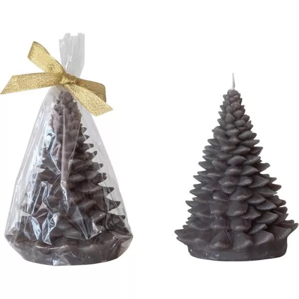 imageCreative CoOp Tall Holiday Tree Shaped Candle with Gold Tips Pewter Color