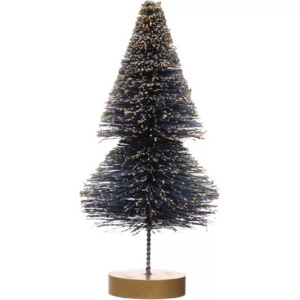 imageCreative CoOp Tall Sisal Bottle Brush Tree with Gold Glitter and Wood Base Blue