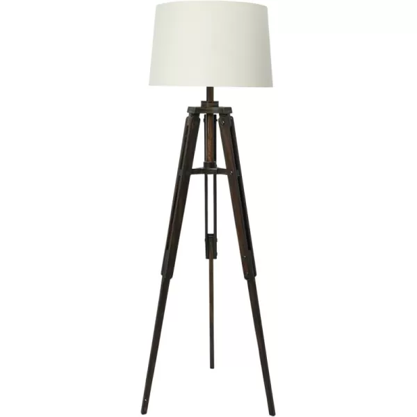 imageCreative CoOp Tripod Style Wood Floor Lamp with Drum ShadeBlack Finish with White Shade