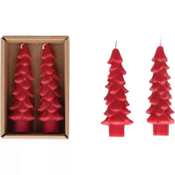 imageCreative CoOp Unscented Textured Tree Shaped Taper Candles in Box Pewter Color Set of 2Holly Berry