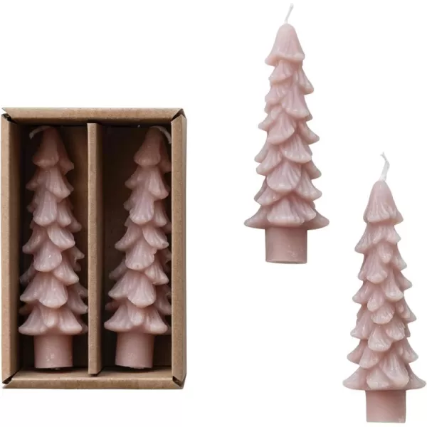 imageCreative CoOp Unscented Textured Tree Shaped Taper Candles in Box Pewter Color Set of 2Khaki