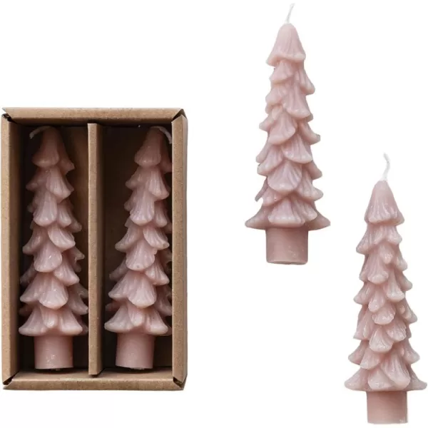 imageCreative CoOp Unscented Textured Tree Shaped Taper Candles in Box Pewter Color Set of 2Taupe