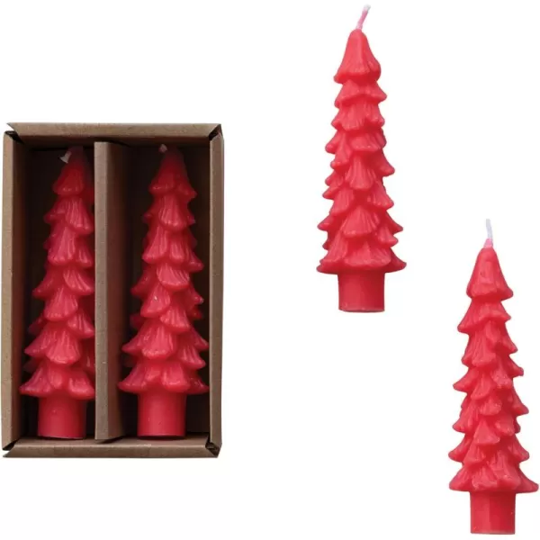imageCreative CoOp Unscented Textured Tree Shaped Taper Candles in Box Pewter Color Set of 2Watermelon
