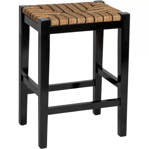 imageCreative CoOp Willowbrook Solid Wood and Natural Woven Seagrass Rope Bar Stool Mahogany Black FinishMahogany Black Finish