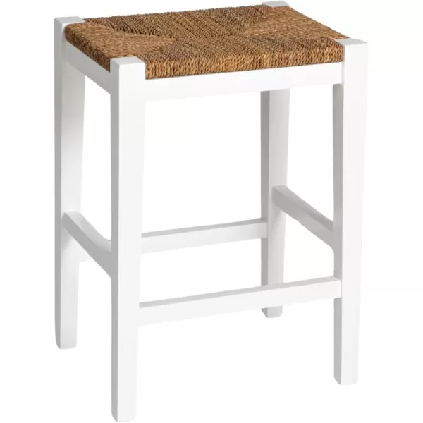 imageCreative CoOp Willowbrook Solid Wood and Natural Woven Seagrass Rope Bar Stool Mahogany Black FinishMatte White Finish