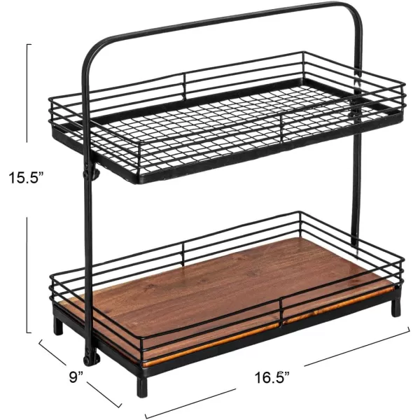 imageCreative CoOp 2Tier Acacia Wood ampamp Metal Stand