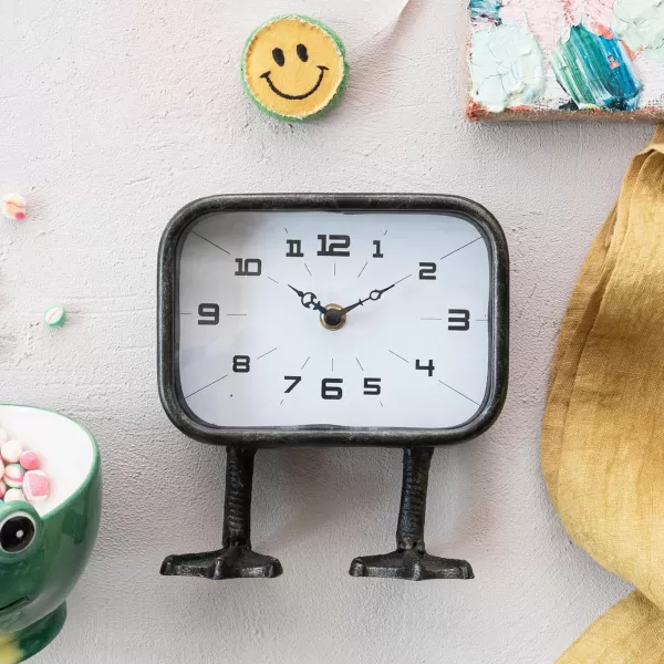 imageCreative CoOp 775 Inches Metal Standing Duck Feet Gunmetal Finish Clock Black