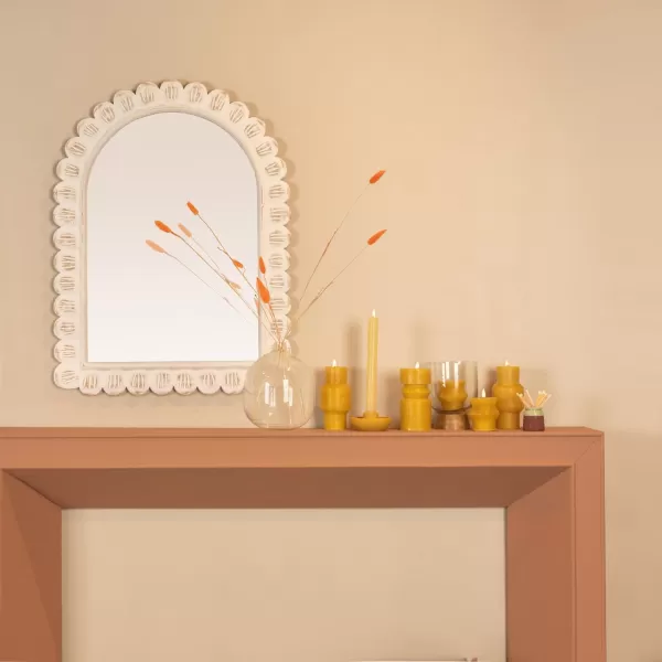 imageCreative CoOp Arched Raised Scallop Pattern Wood Wall Mirror White