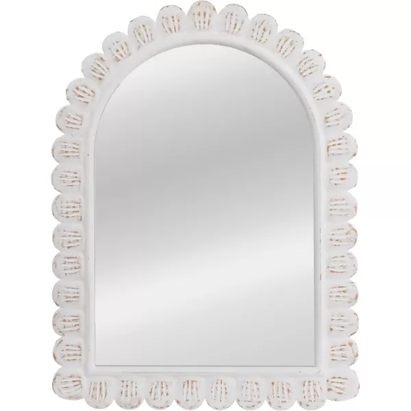 imageCreative CoOp Arched Raised Scallop Pattern Wood Wall Mirror White