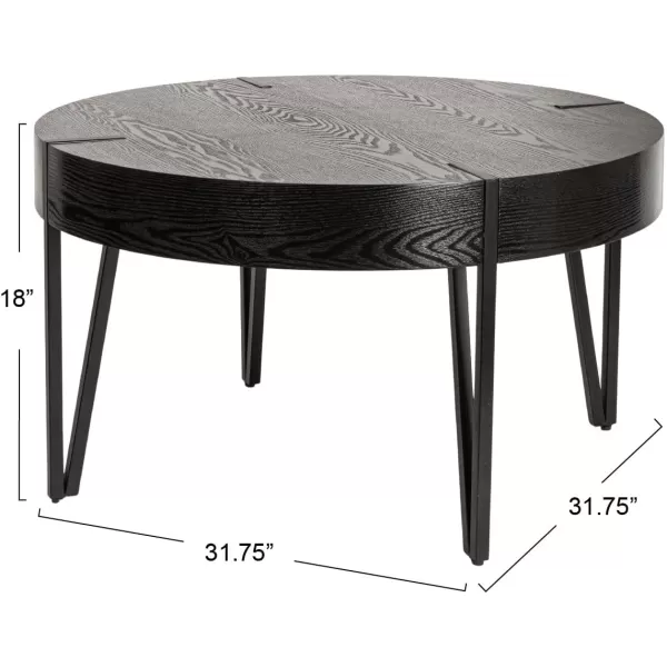 imageCreative CoOp Astoria Round Wood Side Coffee Table with Metal Hairpin Legs BlackBlack