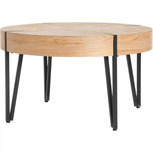 imageCreative CoOp Astoria Round Wood Side Coffee Table with Metal Hairpin Legs BlackNaturalBlack
