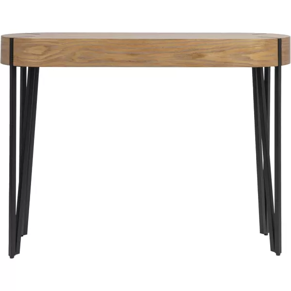 imageCreative CoOp Astoria Round Wood Side Coffee Table with Metal Hairpin Legs BlackNaturalBlack