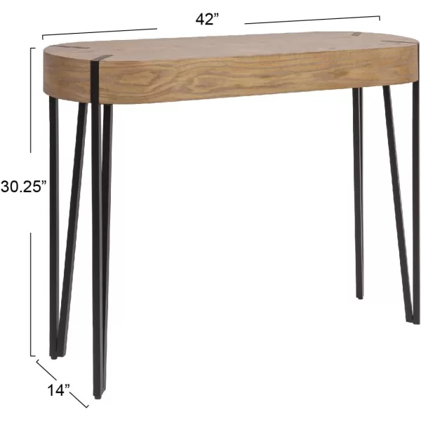 imageCreative CoOp Astoria Round Wood Side Coffee Table with Metal Hairpin Legs BlackNaturalBlack