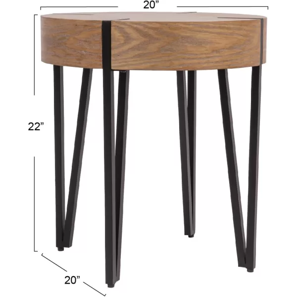 imageCreative CoOp Astoria Round Wood Side Coffee Table with Metal Hairpin Legs BlackNaturalBlack
