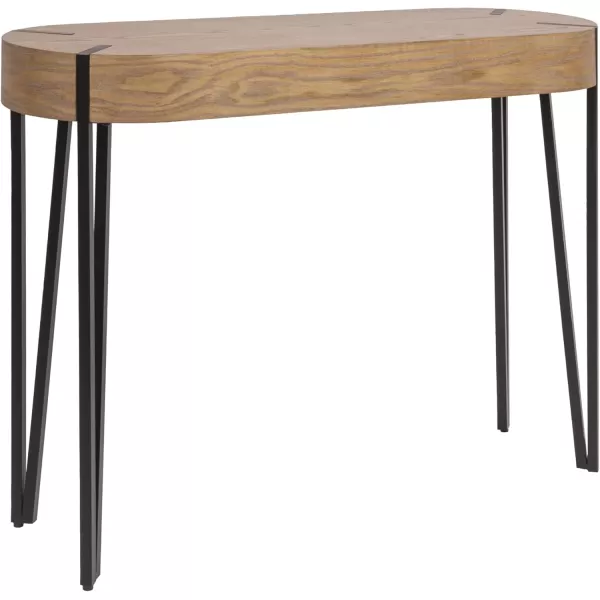 imageCreative CoOp Astoria Round Wood Side Coffee Table with Metal Hairpin Legs BlackNaturalBlack