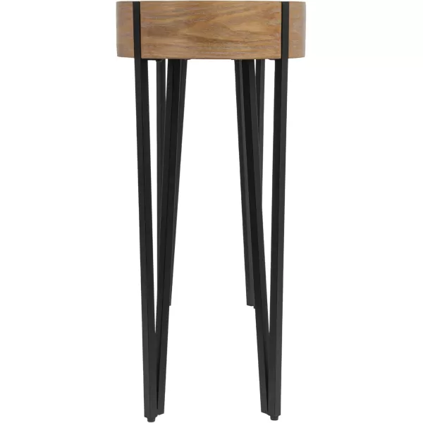 imageCreative CoOp Astoria Round Wood Side Coffee Table with Metal Hairpin Legs BlackNaturalBlack