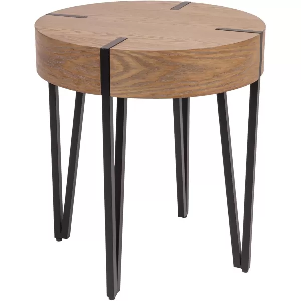 imageCreative CoOp Astoria Round Wood Side Coffee Table with Metal Hairpin Legs BlackNaturalBlack