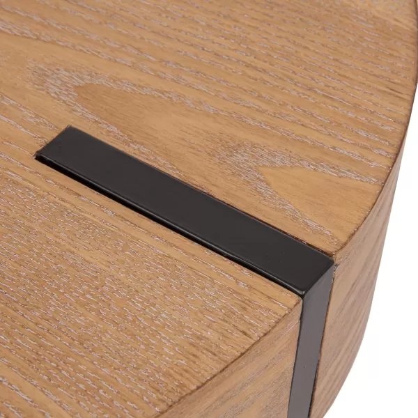 imageCreative CoOp Astoria Round Wood Side Coffee Table with Metal Hairpin Legs BlackNaturalBlack