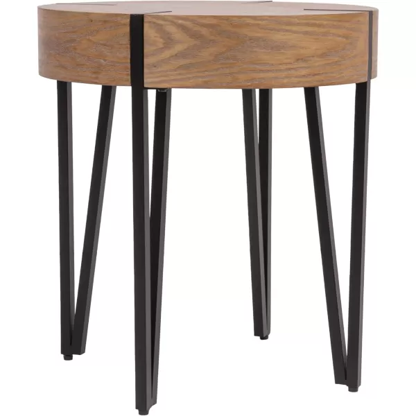 imageCreative CoOp Astoria Round Wood Side Coffee Table with Metal Hairpin Legs BlackNaturalBlack