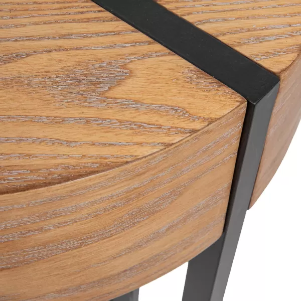 imageCreative CoOp Astoria Round Wood Side Coffee Table with Metal Hairpin Legs BlackNaturalBlack