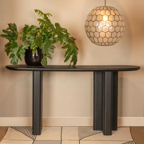 imageCreative CoOp Asymmetrical Firwood and Sycamore Wood Console Table Black