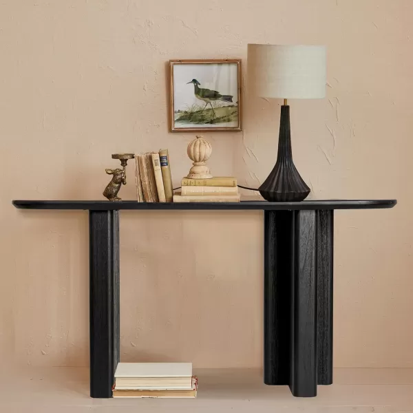 imageCreative CoOp Asymmetrical Firwood and Sycamore Wood Console Table Black