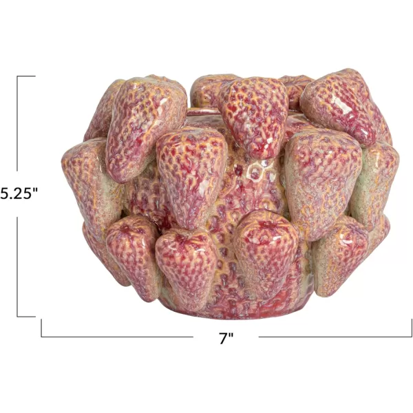 imageCreative CoOp Berry Delight 3D Strawberry Stoneware Planter Vase Berry Color