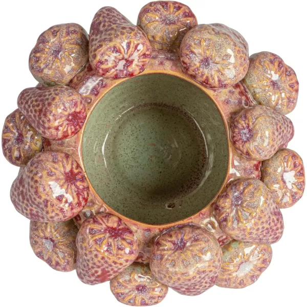 imageCreative CoOp Berry Delight 3D Strawberry Stoneware Planter Vase Berry Color