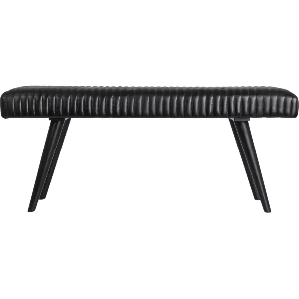 imageCreative CoOp Black Mango Wood and Leather Grid BenchBlack