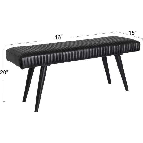 imageCreative CoOp Black Mango Wood and Leather Grid BenchBlack