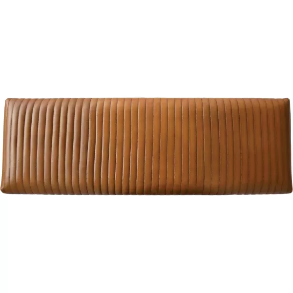 imageCreative CoOp Black Mango Wood and Leather Grid BenchCamel Brown